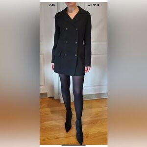 Celine Wool Vintage Black Long Blazer Dress , Size S